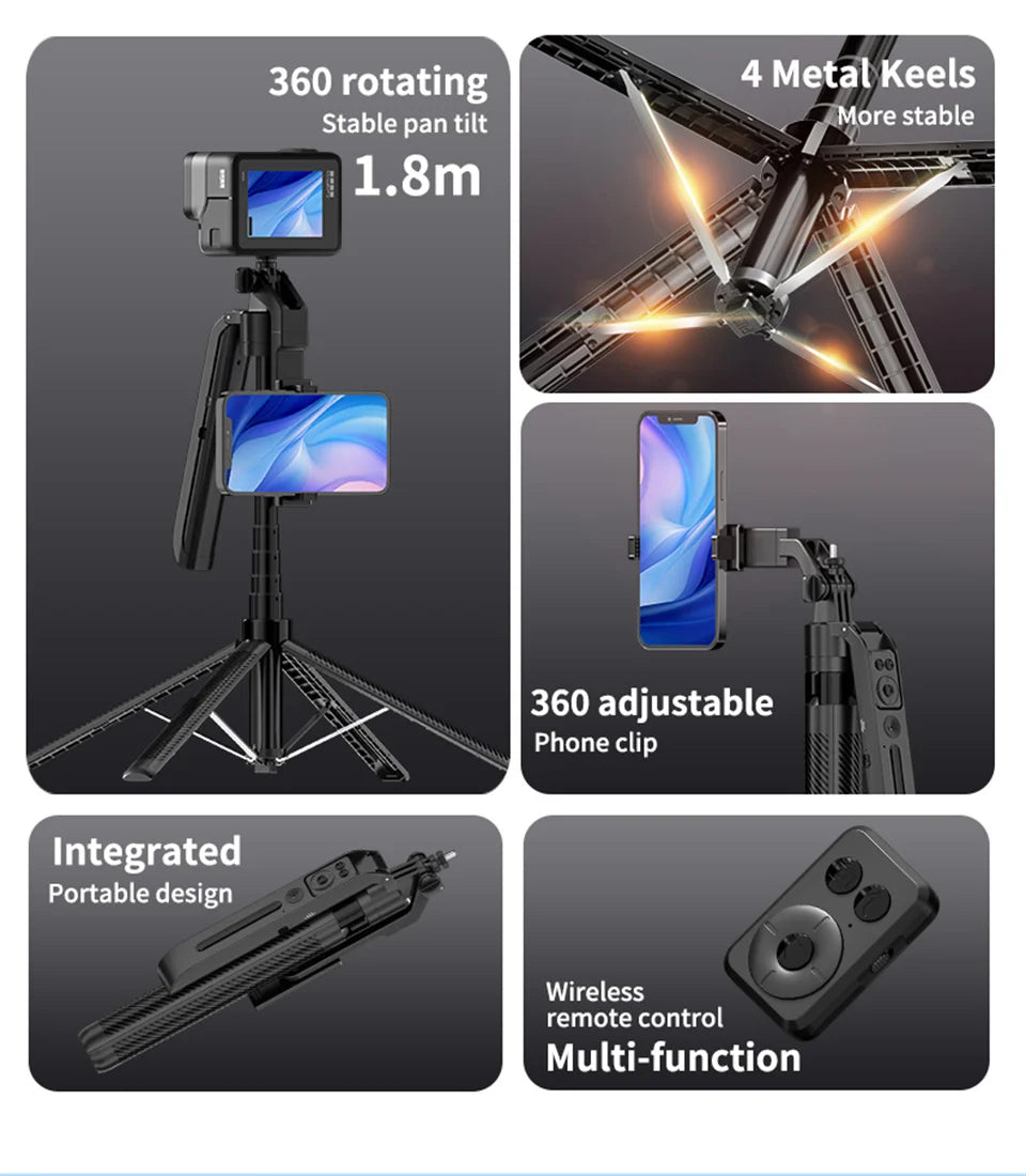 COOL DIER C12 AI Tracking Gimbal Tripod Gimbal Stabilizer Wireless Selfie Stick Foldable Holder With Bluetooth Shutter For Live