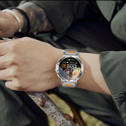 Ultra Large 1400mAh Battery Sport Smartwatch 1.7” Heart Rate Tactical Strong Flashlight 5ATM Waterproof Call Smart Watch For Men