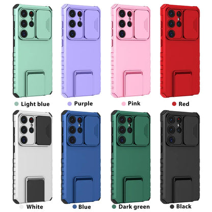 Shockproof Armor Funda For Samsung Galaxy S20 FE S21 S22 S23 S24 Plus Note 20 S25 Edge S26 Ultra 5G Slide Lens Protect Case