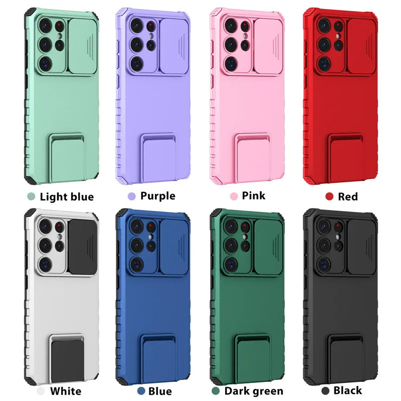 Shockproof Armor Funda For Samsung Galaxy S20 FE S21 S22 S23 S24 Plus Note 20 S25 Edge S26 Ultra 5G Slide Lens Protect Case