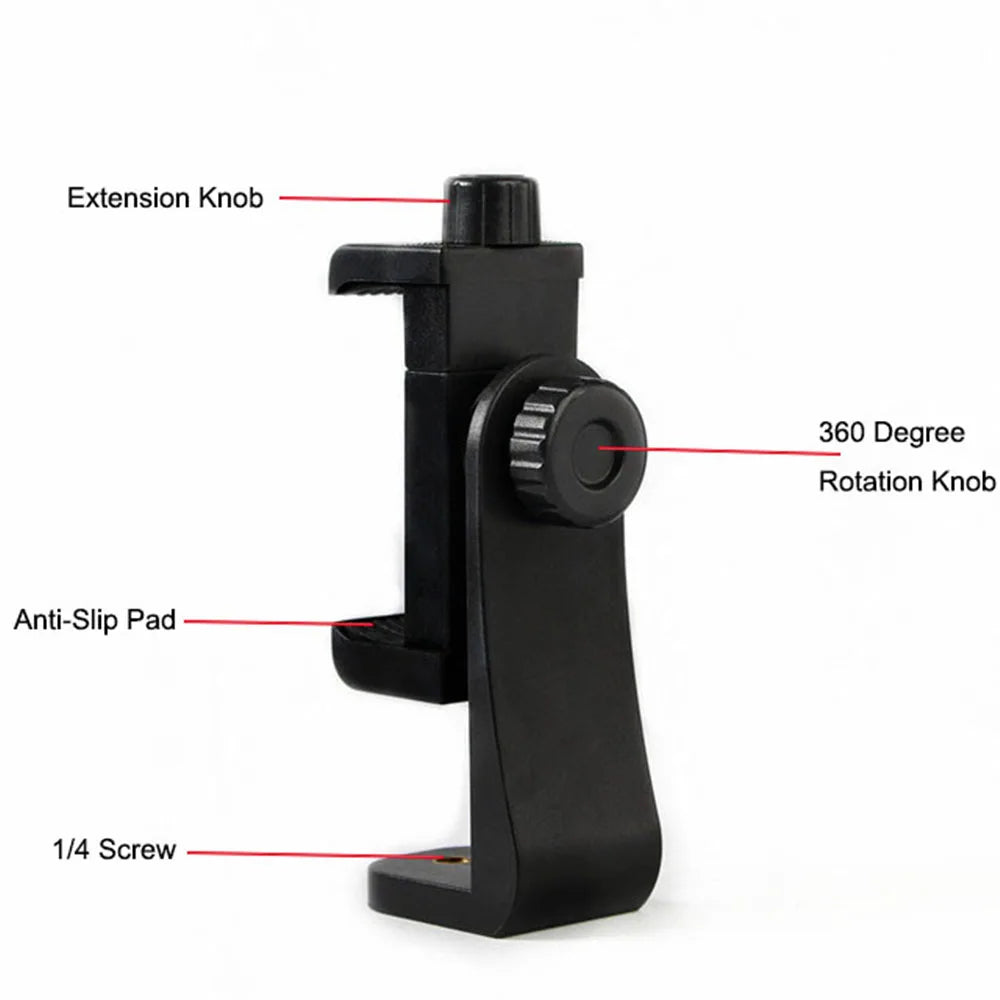 360 Degree Mobile Phone Clip Cellphone Holder With 1/4 Screw Tripod Mount Desk Tripod Adapter For Iphone Huawei Samsung