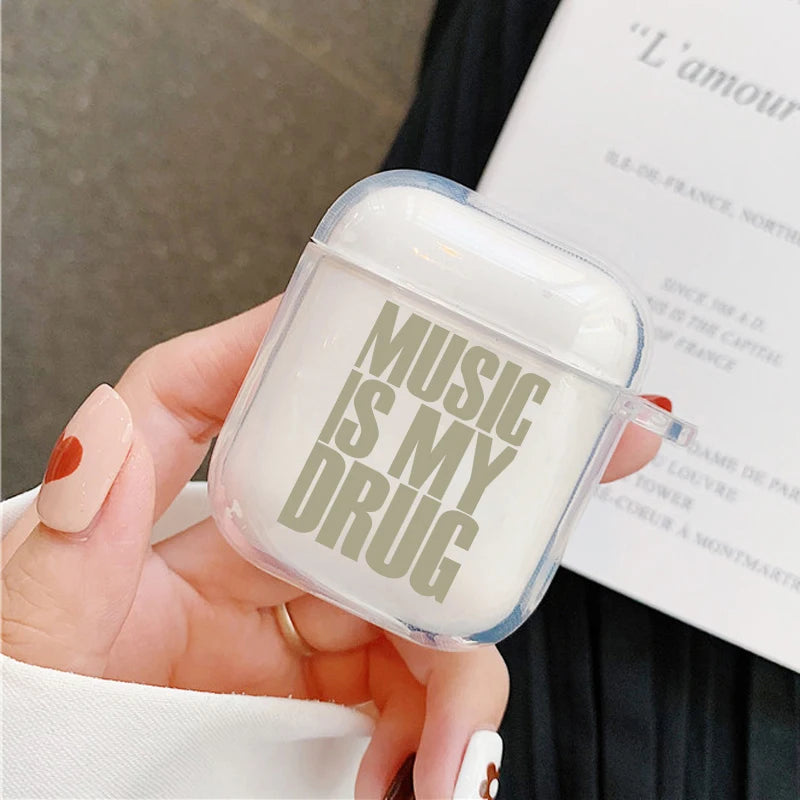 Trendy Love Music English Earphone Case for Airpods 4th 3rd 2 Pro 3 Transparent Cover for Airpod 3 1 Protective Accessorie Shell
