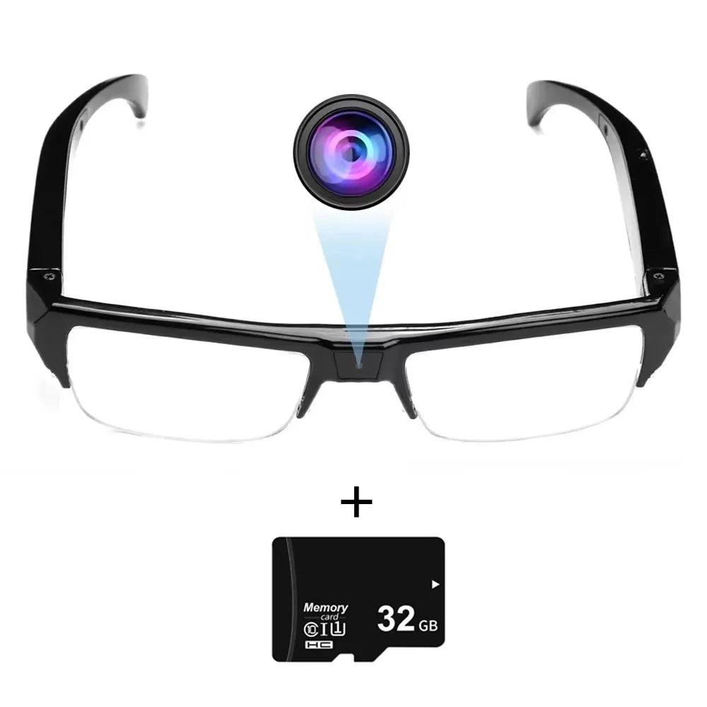 KEBIDUMEI Smart Camera Glasses 1080P HD Portable Wearable Audio&Video Recorder Eyeglass Support TF Card for Meeting Cycling Vlog