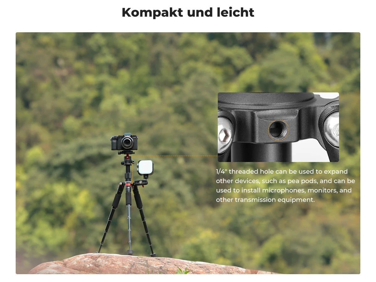 K&F CONCEPT 52cm Desktop Mini Tripod for Camera Compact Tripod 360° Low Profile Ball Head 1/4'' Screw for Camera Video Camcorder