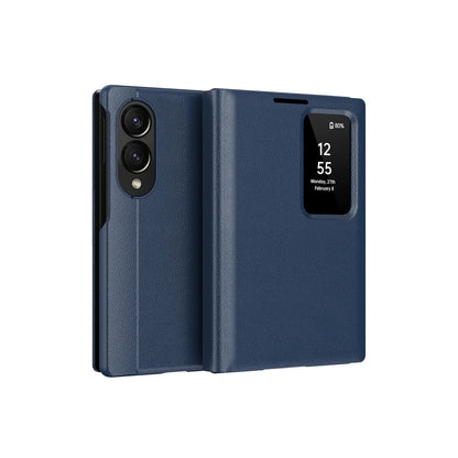 Luxury Leather Wallet Card Slot Smart View Case for Samsung Galaxy Z Fold 8 Fold8 Wide Flip-Free Answering Wake Up Flip Cover