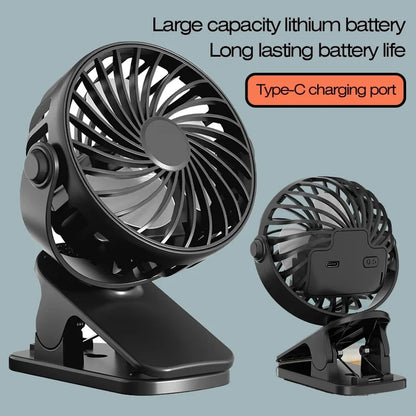 720°Rotatable Clip Fan Mini Cooler Fan Built In Night Lamp USB Rechargeable Personal Portable Fan For Outdoor Camping Ventilador