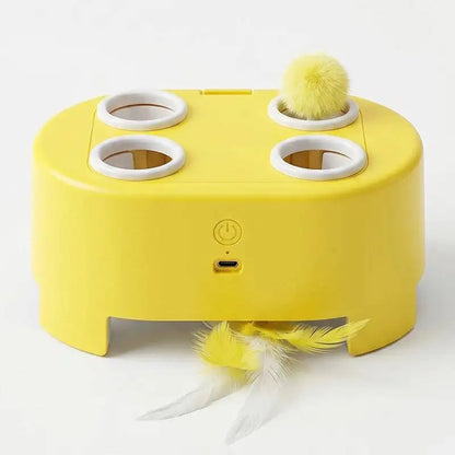 Whack A Mole Smart Cat Toy Automatic Pop-Up Rechargeable Feather Toy for Cats Interactive Playing Kitten Training Pet Supplies