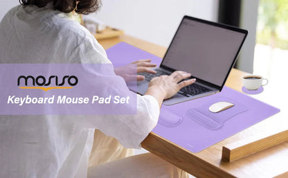 Keyboard Mouse Pad Set Large Gaming Mousepad&Keyboard Wrist Rest&Mouse Wrist Rest&Coaster Ergonomic Non-Slip Mousepad Cushion