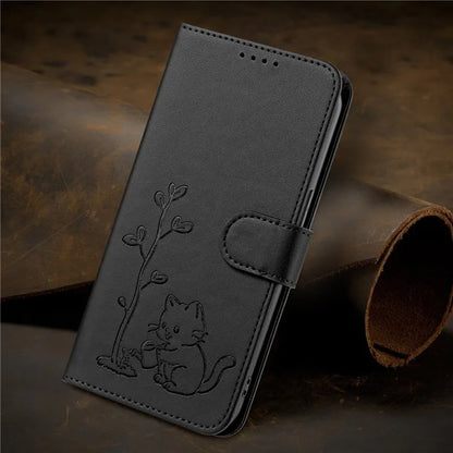 Cats & Trees Pattern Leather Phone Case For VIVO Y39 Y29 Y19S Y38 Y78+ Y17S Y27 Y36 Y16 Y56 5G Wallet Flip Cover Card Holder Bag