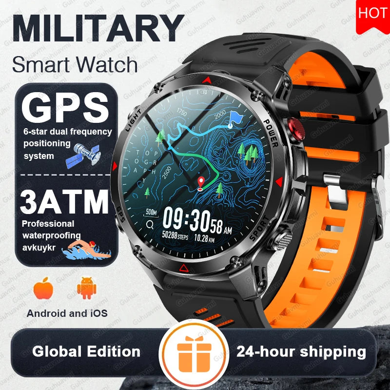 2026 New GPS Map Navigation Smart Watch Men Women Amoled Screen 3ATM Waterproof Sport SmartWatch Compass NFC BT Call Watches Men