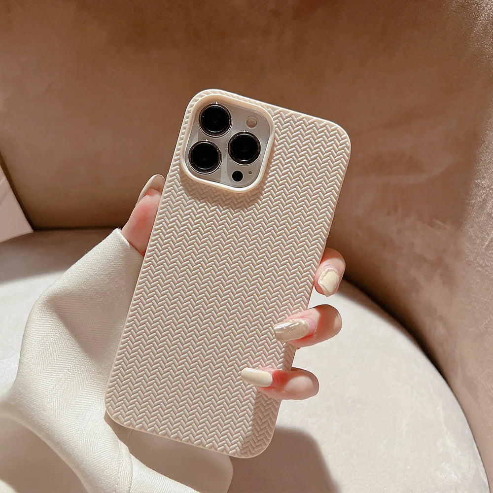 Colored Autumn and Winter Solid Weave Pattern Phone Case For Iphone 14 13 12 11 Pro Max X XR XSMAX 7 8 Plus Fashion New Products