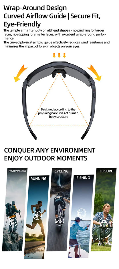 2026 New Smart Glasses Translation Travel Cycling Sports Goggles Anti Blue Light Click Take Photos Videos Smartglasses Outdoor