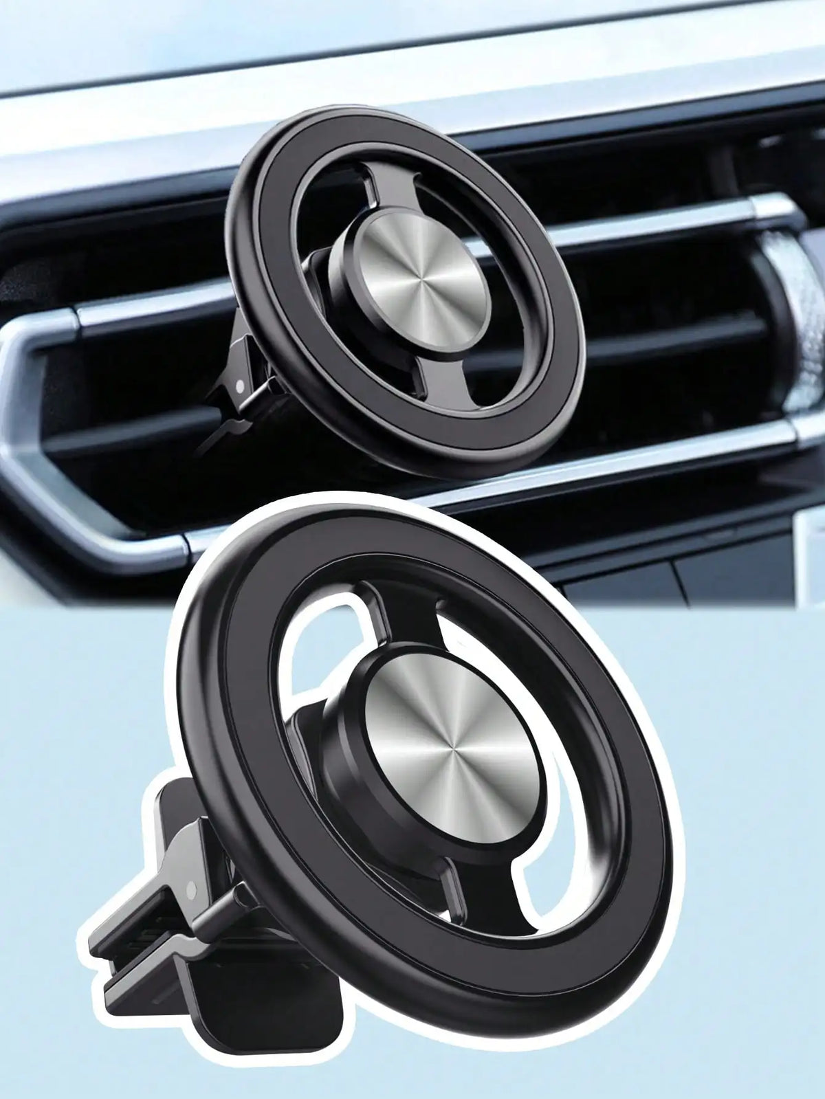Aluminum Alloy Magnetic Car Phone Holder – 360° Rotation, Compatible with iPhone 12/13/14 Series & All Smartphones