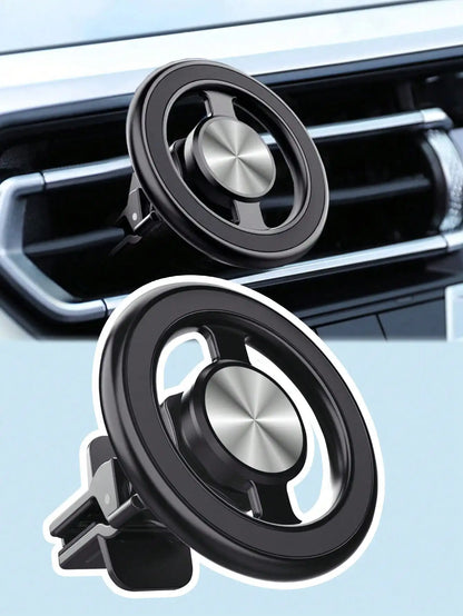 Aluminum Alloy Magnetic Car Phone Holder – 360° Rotation, Compatible with iPhone 12/13/14 Series & All Smartphones