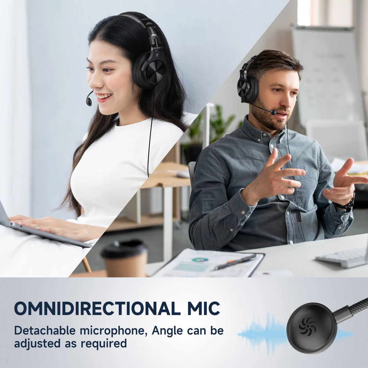 Oneodio A71D Computer Gaming Headset With Detachable Microphone Wired Over Ear Call Center Headphones For PC Skype Office Gamer