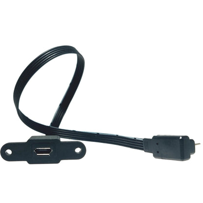 5CM 10CM 20CM MicroUSB panel mounting connector female Micro USB 5-pin.extension cable 30cm 50cm, with screw holes