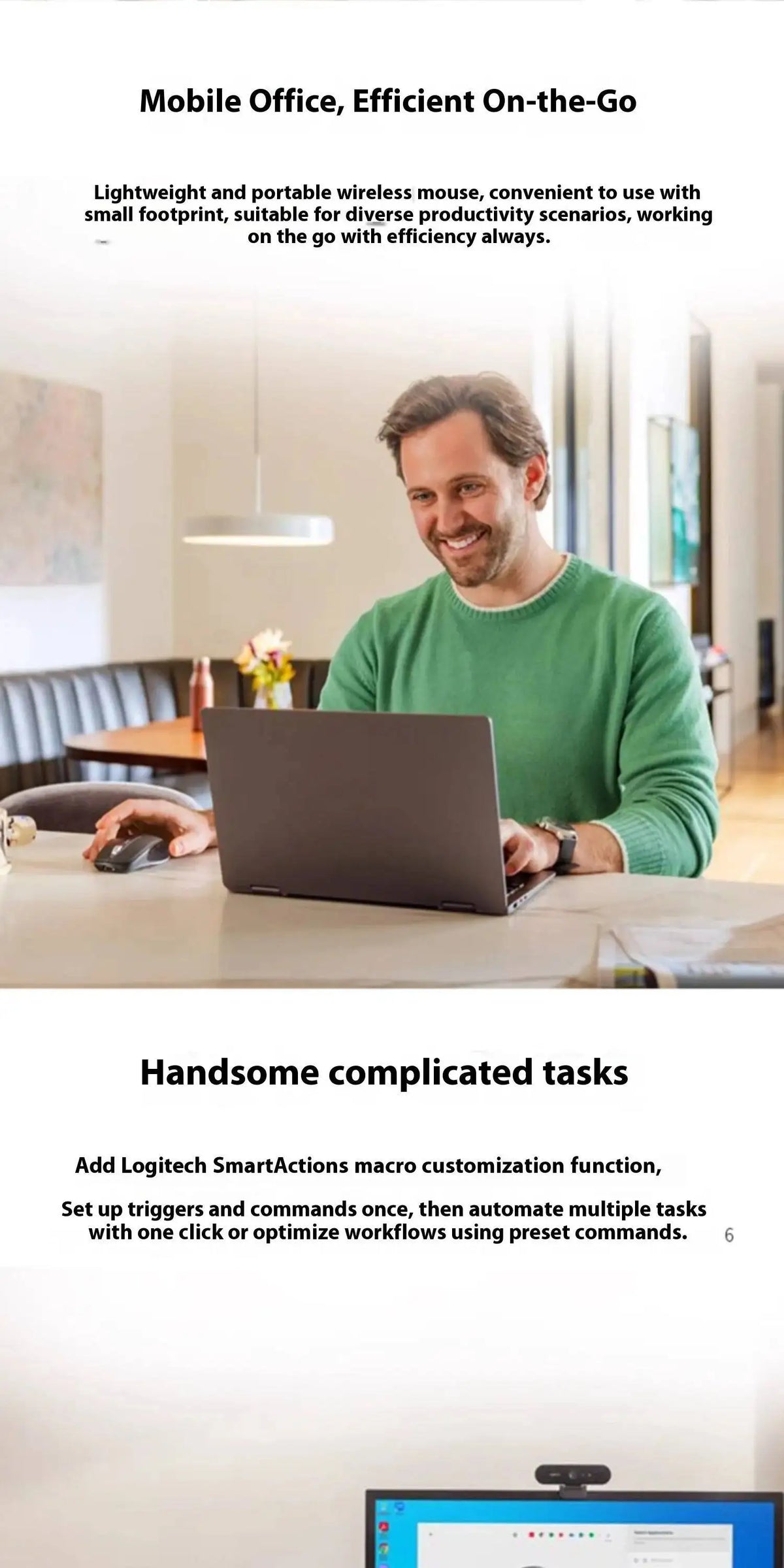 Logitech MX Anywhere 3S Wireless Ergonomic Mouse, 8000 DPI Darkfield, MagSpeed, Logitech Flow, 10m Range, USB-C, Multi-Device