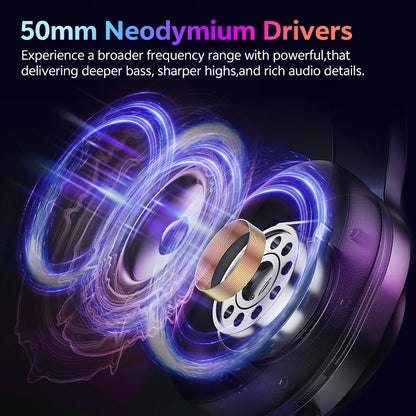 QCY Heroad V200 Over Ear Headphones 50mm Driver 7.1 Surround Sound Headset Wireless Bluetooth 6.0 Earphones for PC Laptop PS4/5