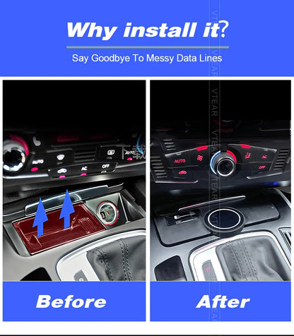 For Audi A4 B8/A5/RS4/RS5 2008-2015 Magnetic Car Wireless Charger with Expansion Cable Fast Cellphone Charging Adapter Parts