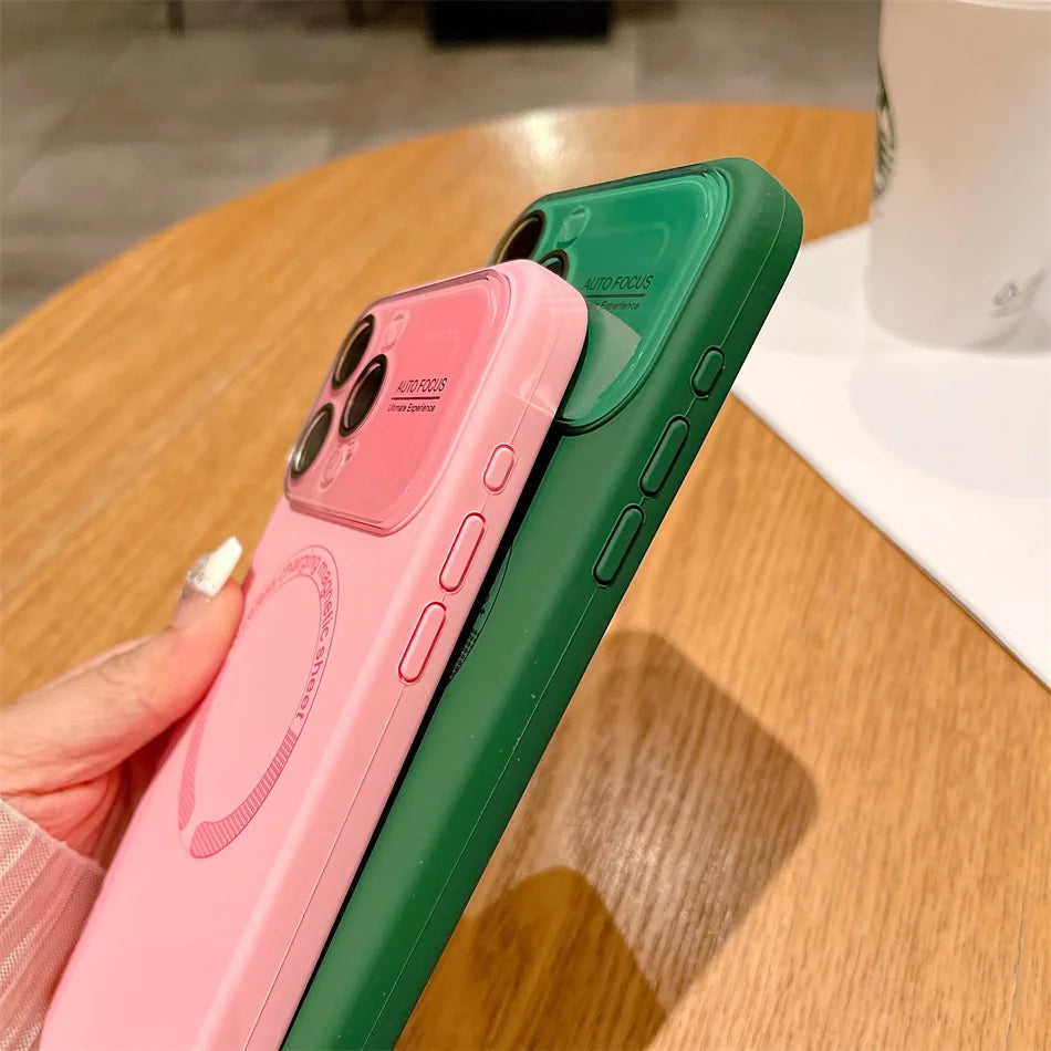Large Window Autofocus Liquid Silicone For Magsafe Magnetic Case For iPhone 16 15 Plus 14 13 12 11 Pro Max Lens Shockproof Cover