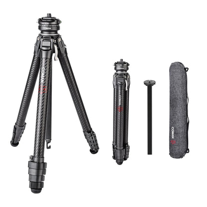 COMAN Zero F38 Carbon Fiber Tripod with Quick Release 360° Panoramic Ball Head for Nikon Canon DSLR Camera Travel Size