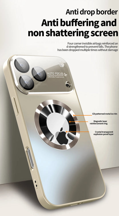 Luxury Glass Camera Lens For Magsafe Magnetic Wireless Charge Case For iPhone 18 16 17 11 12 13 14 15 Pro Max Shockproof Cover