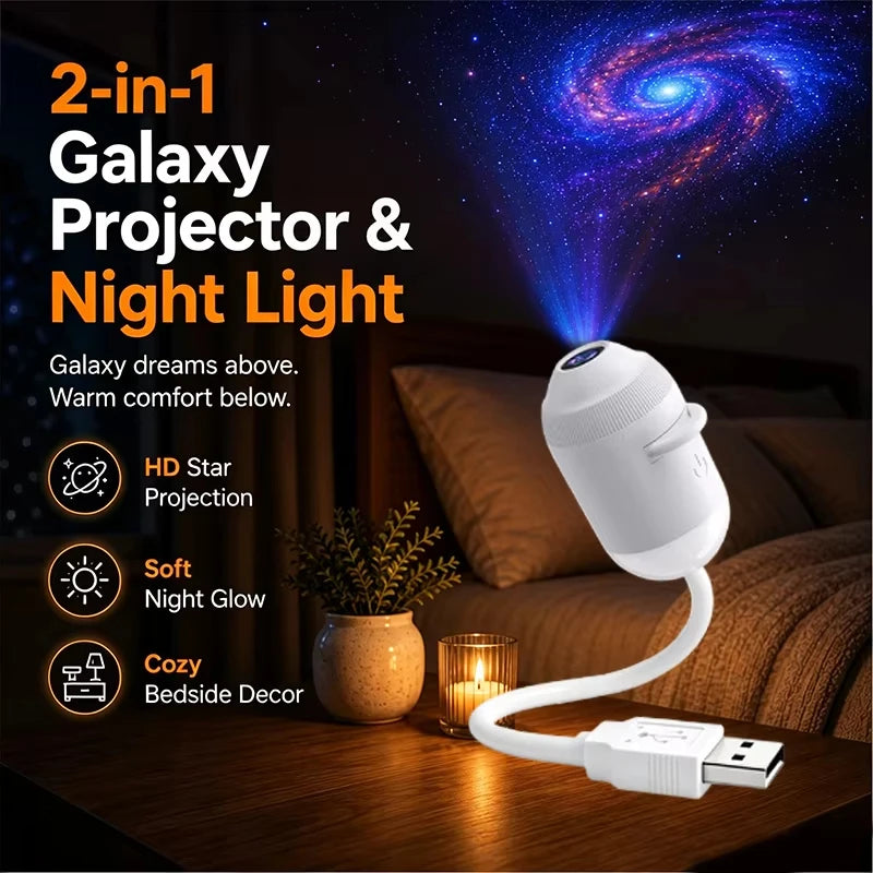 2027 Upgraded Hd Smart Dynamic 5d Holographic Night Light Projector, Plug and Play Hd Star Projector, 360° Adjustable Hd Galaxy