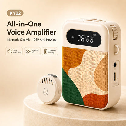 Voice Amplifier for Teachers, 20W Bluetooth 6.0 Speaker, Wireless Magnetic Clip Mic, Rechargeable for Classroom and Training