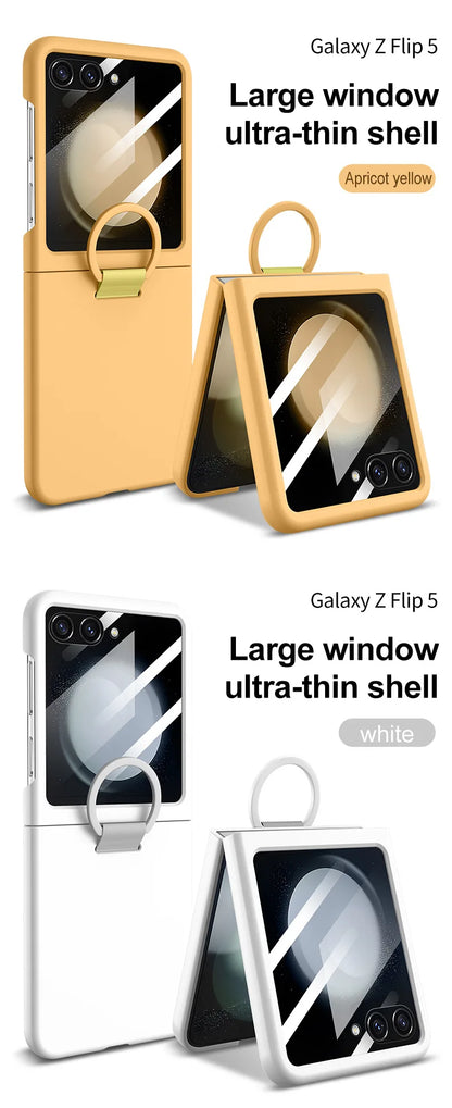 Hot Skin Feel Glass Case for Samsung Galaxy Z Flip 7 FE 6 5 5G Fold Business Fashion Cover Anti-knock Cases for Flip5 Flip6
