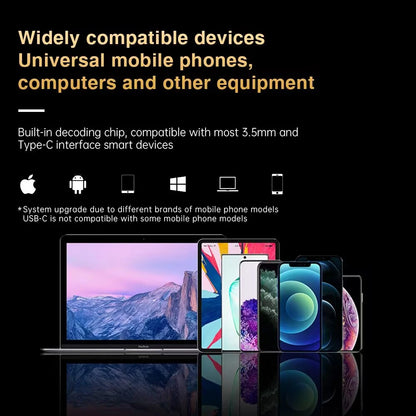 ND Venus Type C/3.5mm Wired Headphones Dynamic Drive HiFi Bass Stereo Music Earphones Noise Cancelling Game Headset For Phone PC