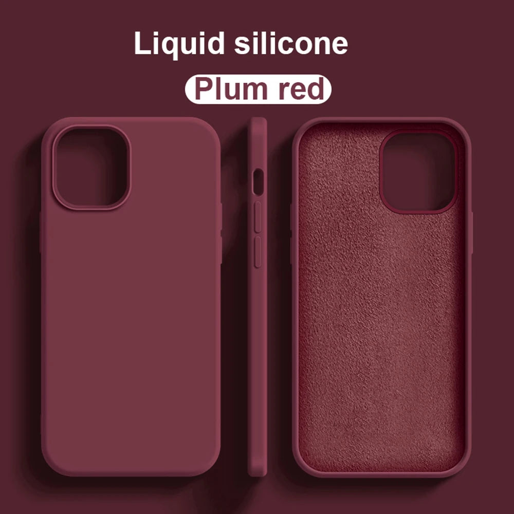 Original Liquid Silicone Cases For iPhone 15 14 11 13 12 Pro Max Mini XR X XS 8 7 Plus SE2020 Luxury Soft Case Phone Accessories