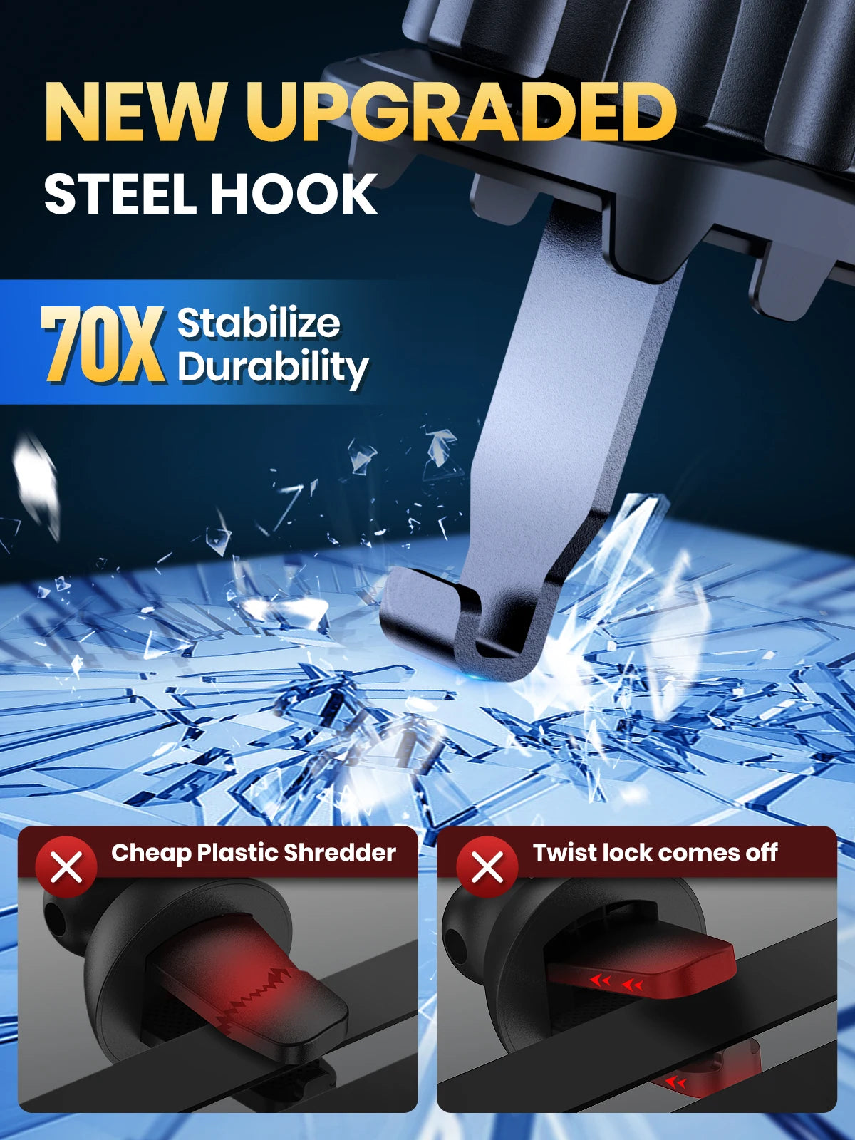 TOPK Upgraded Hook Clip Car Holder FOR Phone, Air Vent Universal Mount, Super Stable Fit for iPhone Truck Smartphones