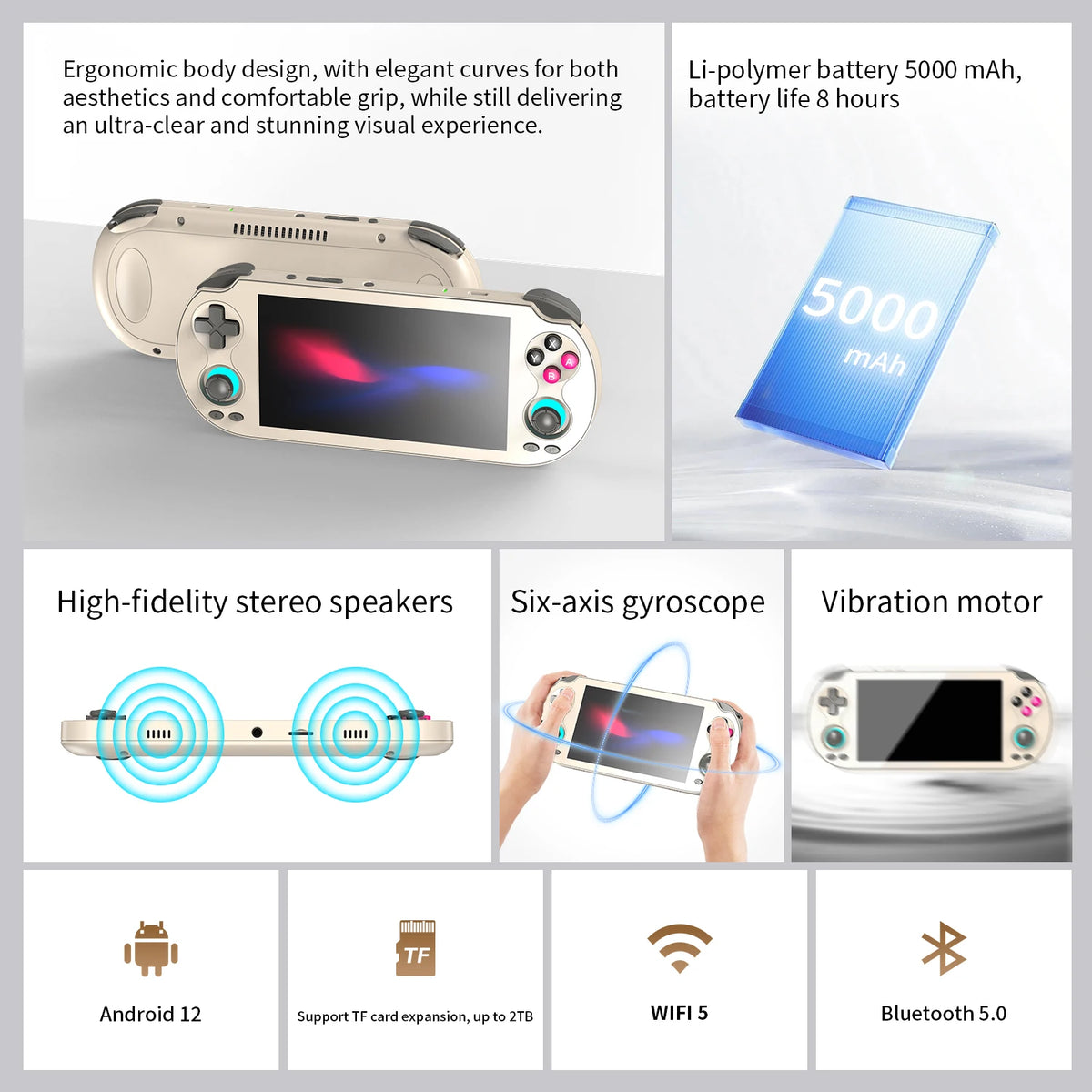 ANBERNIC RG VITA Handheld Game Console IPS Touchscreen 5000mAh Video Gaming Player Supports AI Streaming RixelHK