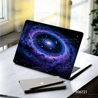 2PCS Galaxy Planet Laptop Skin Sticker, Space Black Hole Universe Design Decal Cover for Macbook HP Dell Lenovo 11-17 inch