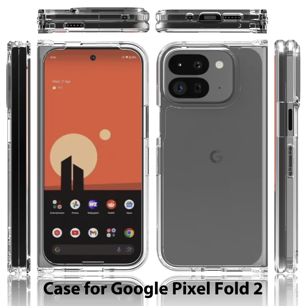 Case For Google Pixel 9 Pro Fold Fold2 Luxury Acrylic Transparent Folding Cover For Pixel9 Pro Fold Thin Shockproof Bumper Funda