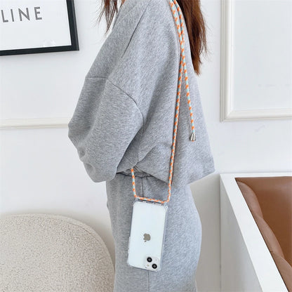 Crossbody Necklace Cord Lanyard Transparent Phone Case For iPhone 16 15 13 Pro Max 12 11 7 8 Plus X XR XS Strap Hang Rope Cover