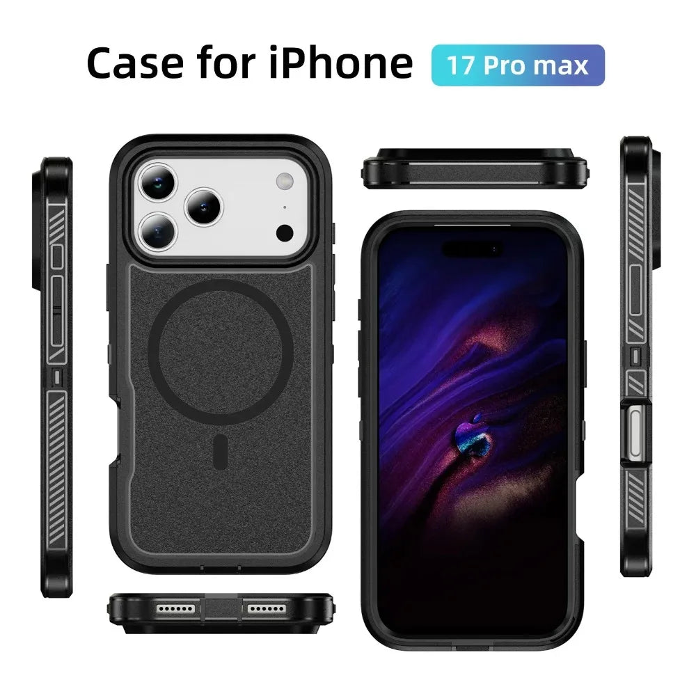 Military Grade OTT Armor Anti-Slip Phone Case For iPhone 18 17 Pro Max Air 16 15 14 Plus 13 For MagSafe Charger Protection Cover