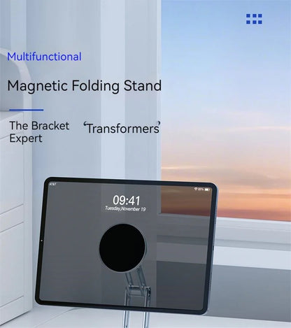 2-in-1 Alloy Magnetic Phone Stand, Foldable 360 Rotation, Handheld & Desktop Dual Use, Universal Compatible with Phone & Tablet