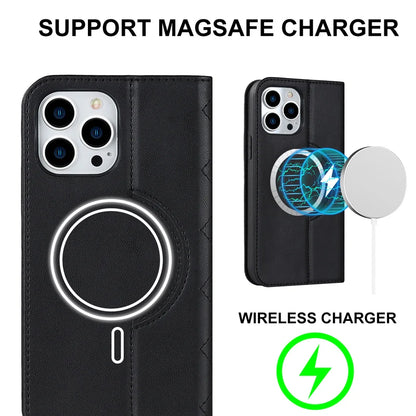 For Magsafe Wallet Leather Flip Case For iPhone 12 13 14 15 16 Pro Max mini Magnetic Wireless Charging Book Folio Cover