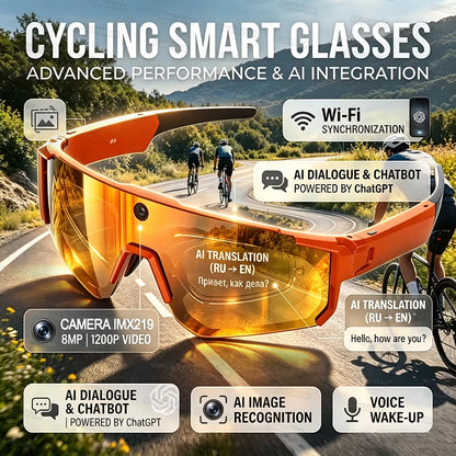 4K Polarized Sunglasses AI Smart HD 800W Camera Bluetooth Call Translation for Men Cycling Anti Glare Driving UV400 IP54 Goggles