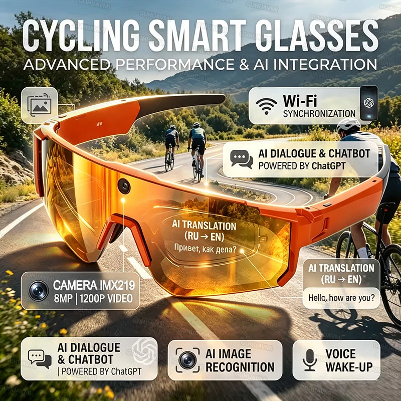 4K Polarized Sunglasses AI Smart HD 800W Camera Bluetooth Call Translation for Men Cycling Anti Glare Driving UV400 IP54 Goggles