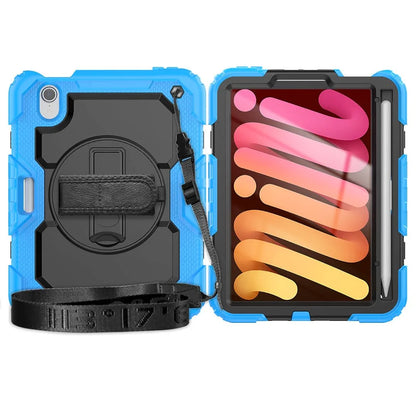 Case for iPad Mini 7 (A17 Pro)2024/ Mini 6 8.3'' with Screen Protector Pencil Holder [360 Rotating Hand Strap] &Stand Shockproof