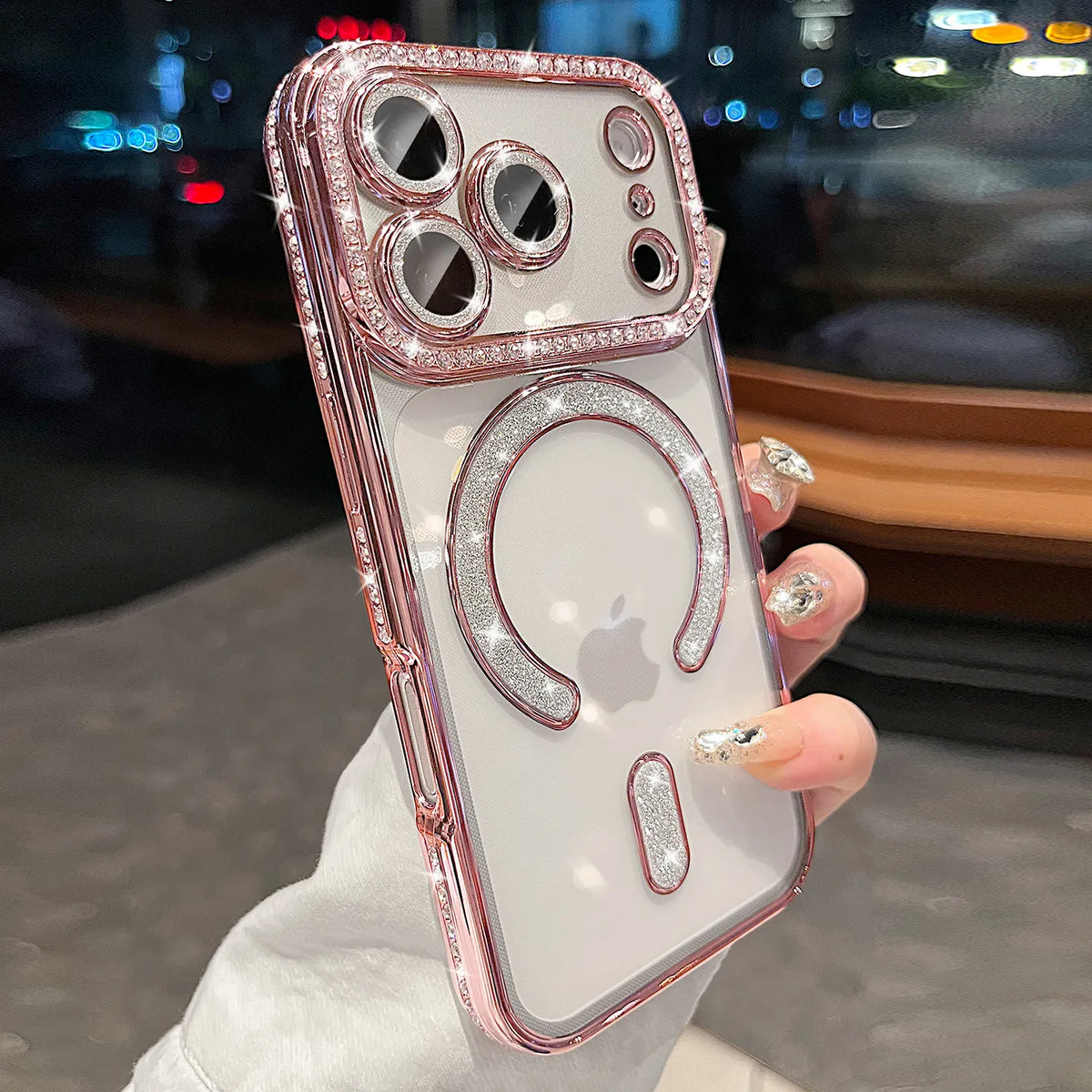 Luxury Soft Magnetic Wireless Charging for Magsafe Case For iPhone 18 17 16 15 14 13 12 Pro Max 16 Plus 18 Bling Diamond Cover