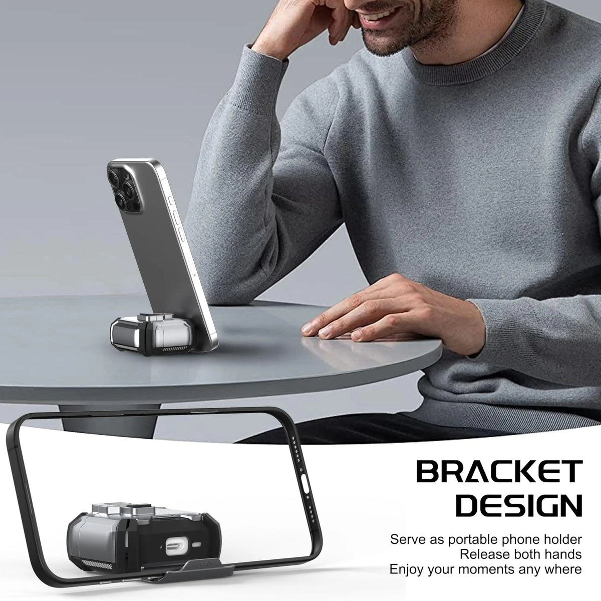 for AirPods 4/for AirPods Pro 3 Case Automatic Lock with MagSafe Phone Bracket Protective Case with Lanyard For AirPods Pro2/Pro