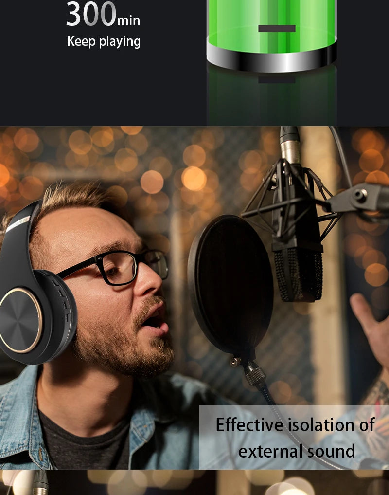 Over-ear Wireless Headphones Bluetooth 5.3 HiFi Stereo Low Latency Noise-canceling Headset Gaming Earphones with ENC Micphone