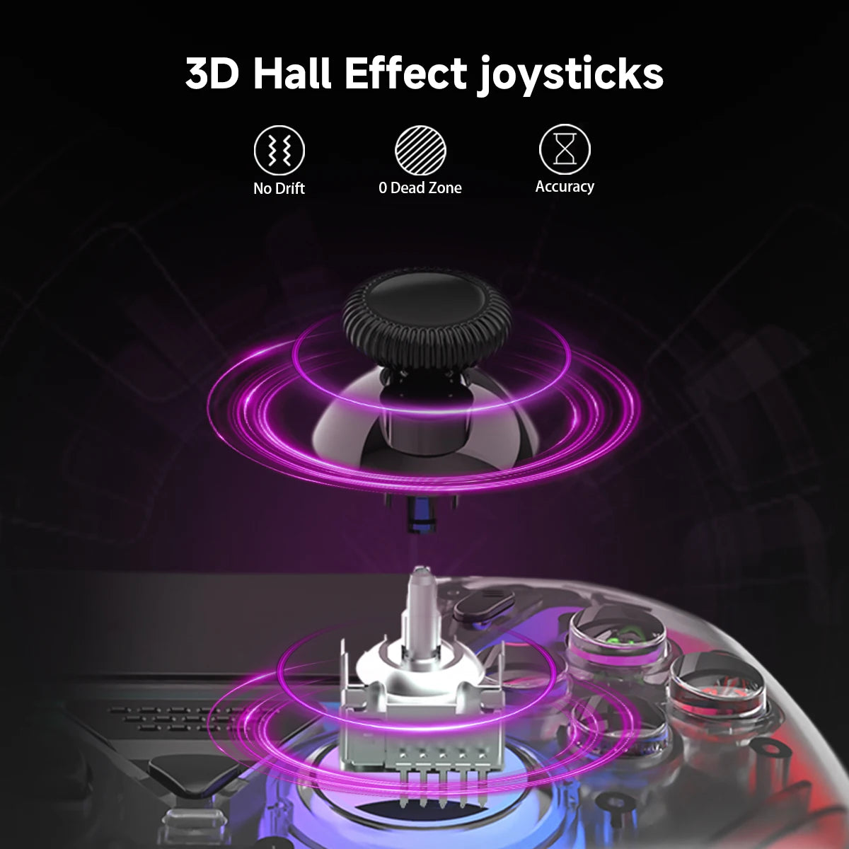 Transparent Wireless Controller HG-04D for PS5/PC/iOS/Android/Steam with BT 5.3,Macro Button,Touchpad,Hall Triggers & Joystick