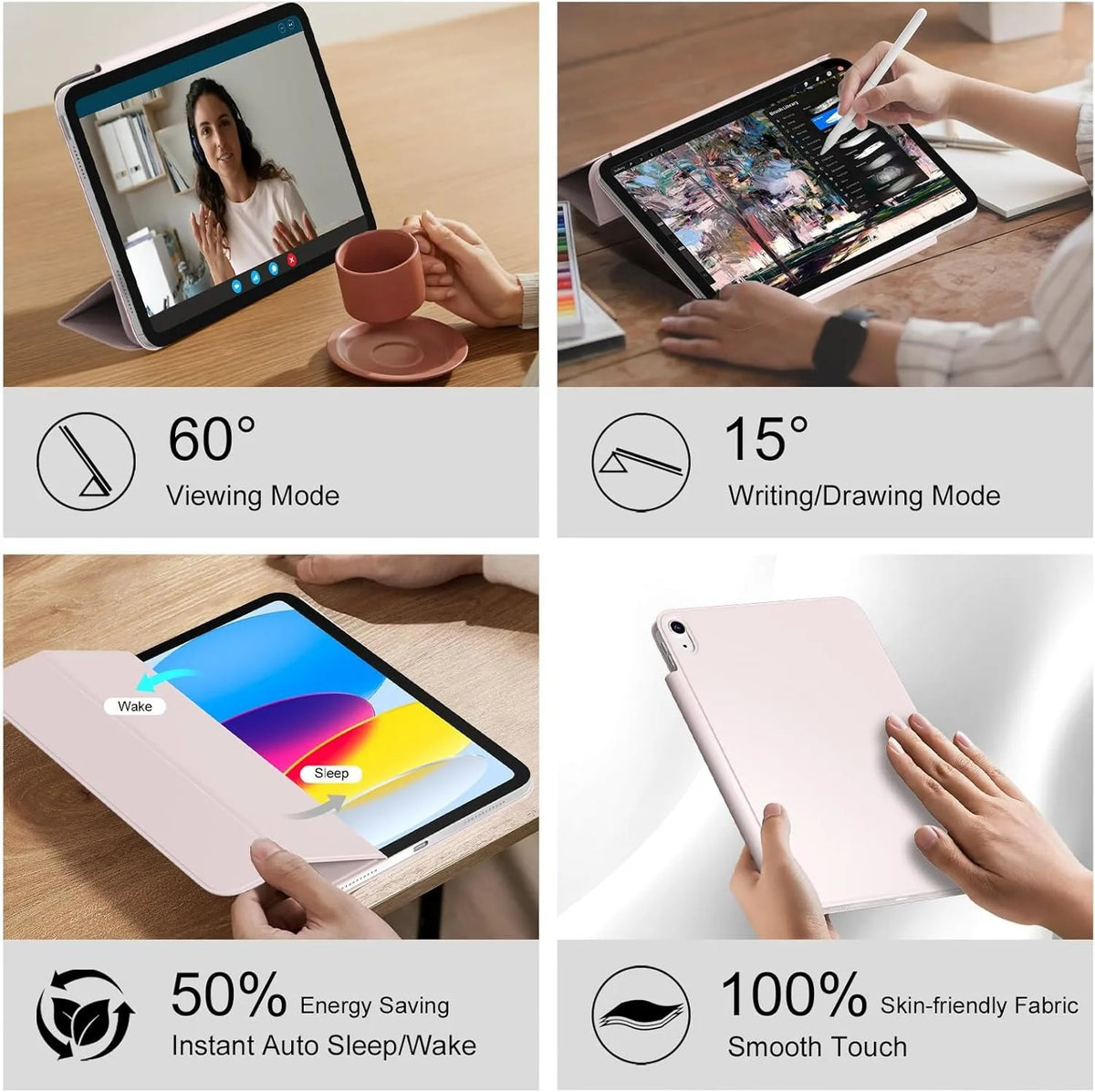 ZOYU for iPad A16 10/11th Ultra-Slim & Light, Strong Magnetic Attachment Case, iPad Pro 11 12.9 Air 4/5th 11/13 Mini 6/7th Cover