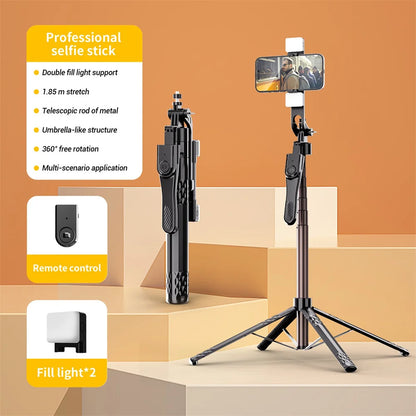 FANGTUOSI Long 185cm 360 Rotation Stabilizer, Selfie Stick Tripod for Smartphone Camera With Bluetooth Shutter for Live Video