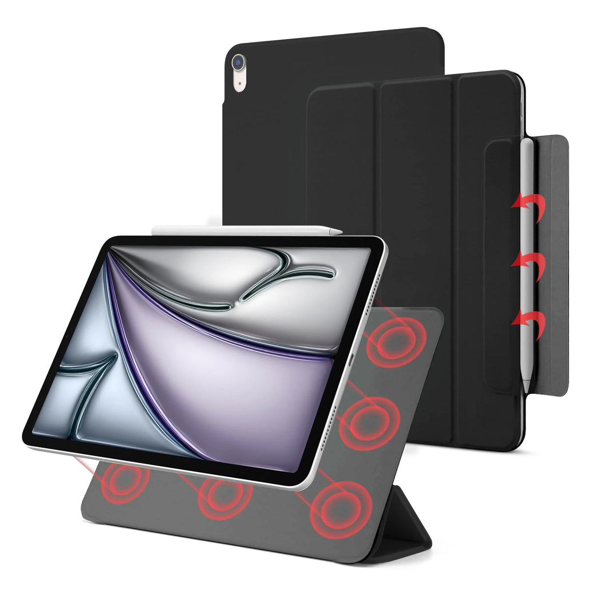 2026 for iPad Pro 13 Case M5 M4 2025 Air 11 M3 M2 12.9 Powerful Magnetic Attachment Slim Trifold Stand Case for iPad Air 5 10th