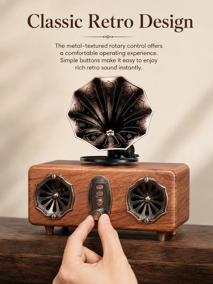 Retro Bluetooth Speaker,FM Radio Vintage Speaker Bass with USB TF AUX Player | Old Fashion Classic Style for Home, Office, Gift